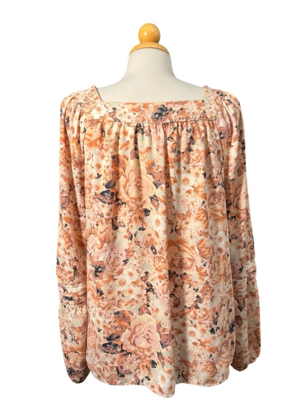 LC Lauren Conrad Peach Floral Square-Neck Blouse - Picture 2 of 10